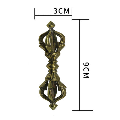 Buddha Stones Handcrafted Nepal Small Five Prong Vajra Dorje Strength Copper Decoration Dorje BS 7