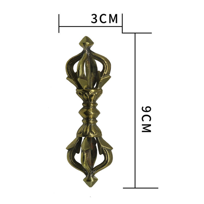 Buddha Stones Handcrafted Nepal Small Five Prong Vajra Dorje Strength Copper Decoration Dorje BS 7