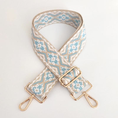 Buddha Stones Multicolor Embroidered Shoulder Bag Straps Bag Straps BS White Light Blue Beige