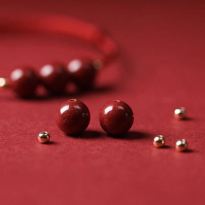 Buddha Stones Natural Lucky Cinnabar Bead Blessing String Bracelet Anklet Bracelet BS 17