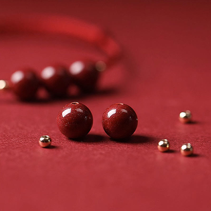 Buddha Stones Natural Lucky Cinnabar Bead Blessing String Bracelet Anklet Bracelet BS 17