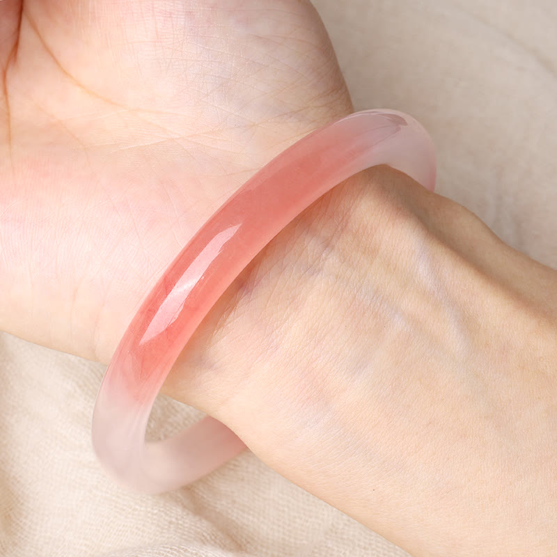 Buddha Stones Pink Golden Silk Jade Wealth Bracelet Bangle Bracelet & Bangle BS 4