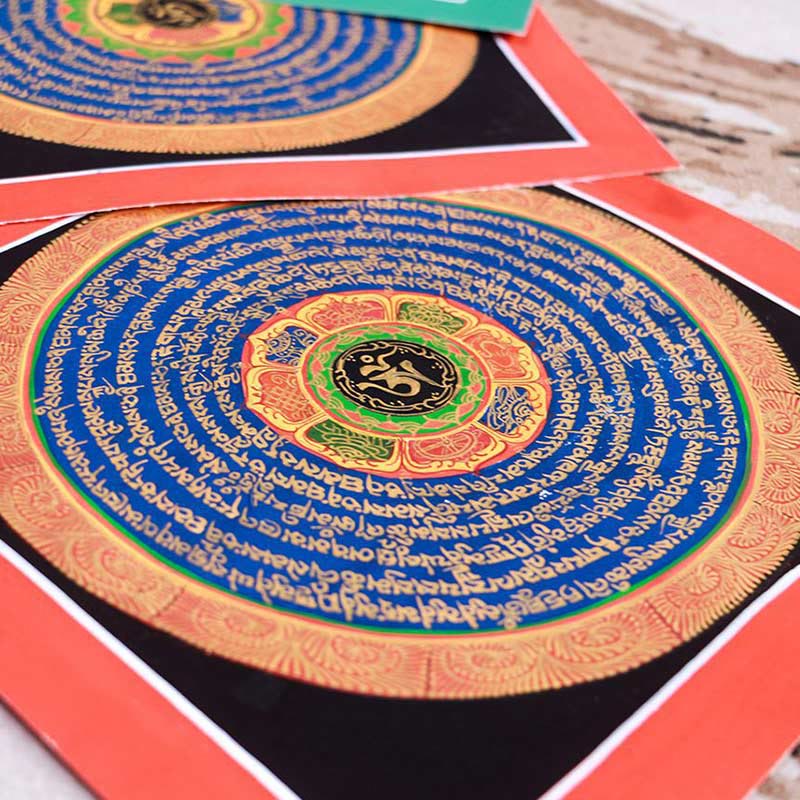 Buddha Stones Tibetan Handmade Thangka Painting Blessing Thangka Blind Box Random Color Pattern Tibetan Thangka BS 5