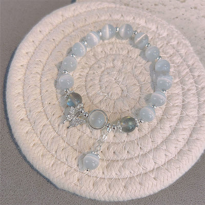 Foviel Katze Auge Moonstone Schmetterling Stern Charm Unterstützung Armband