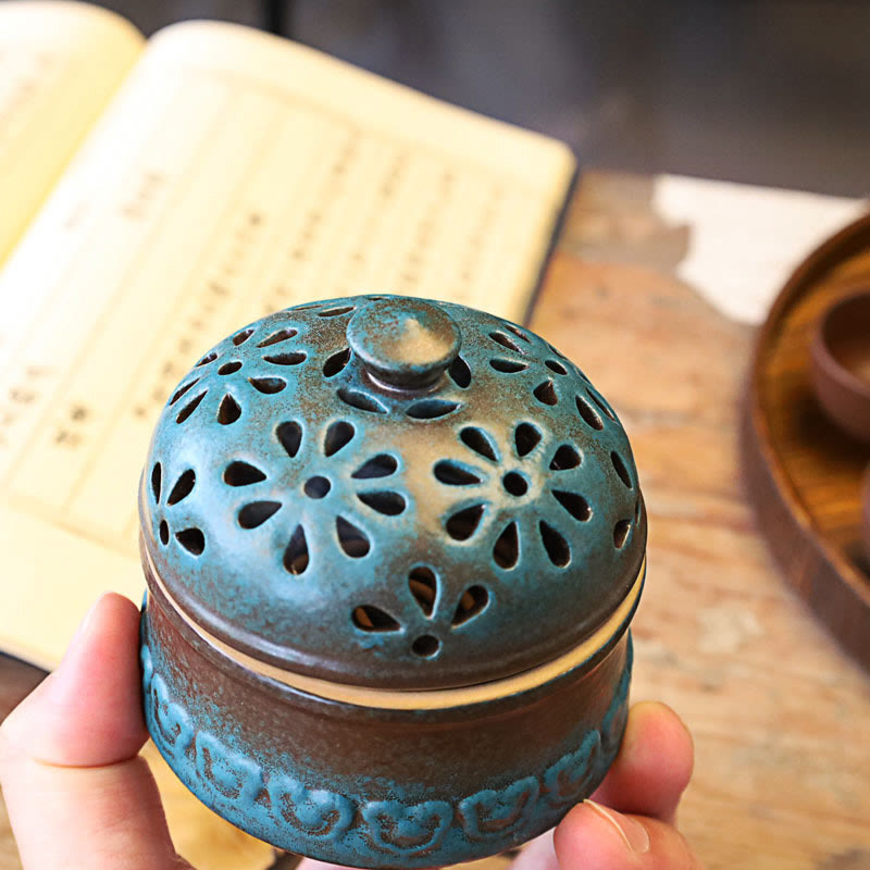 Buddha Stones Mini Hollow Spiritual Meditation Ceramic Small Incense Burner Decoration Incense Burner BS 3