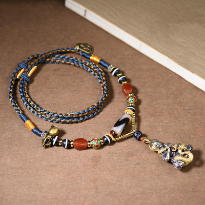 Buddha Stones Handmade Buddha Snake Skull Head Dzi Bead Serenity Rope Necklace Pendant (Extra 35% Off | USE CODE: FS35) - BUDDHA SYMBOL(COMPASSION♥SERENITY) - image 0