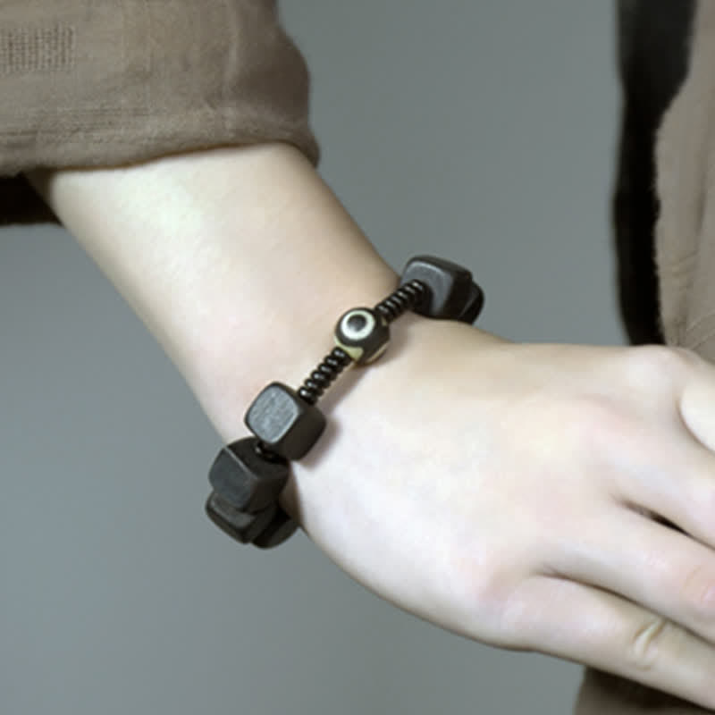 Buddha Stones Tibetan Ebony Wood Dzi Bead Strength Bracelet Bracelet BS 11
