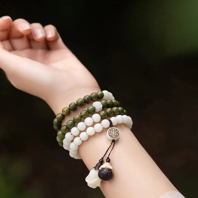 Buddha Stones Natural Green Sandalwood Bodhi Seed Soothing Bracelet Bracelet BS 6
