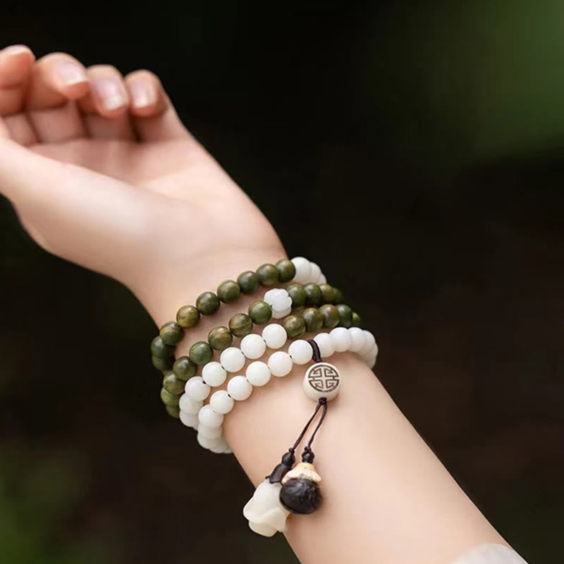 Buddha Stones Natural Green Sandalwood Bodhi Seed Soothing Bracelet Bracelet BS 6