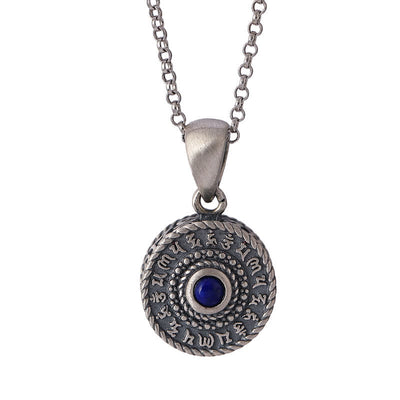 Buddha Stones 925 Sterling Silver Om Mani Padme Hum Lazurite Love Peace Necklace Pendant - image 7