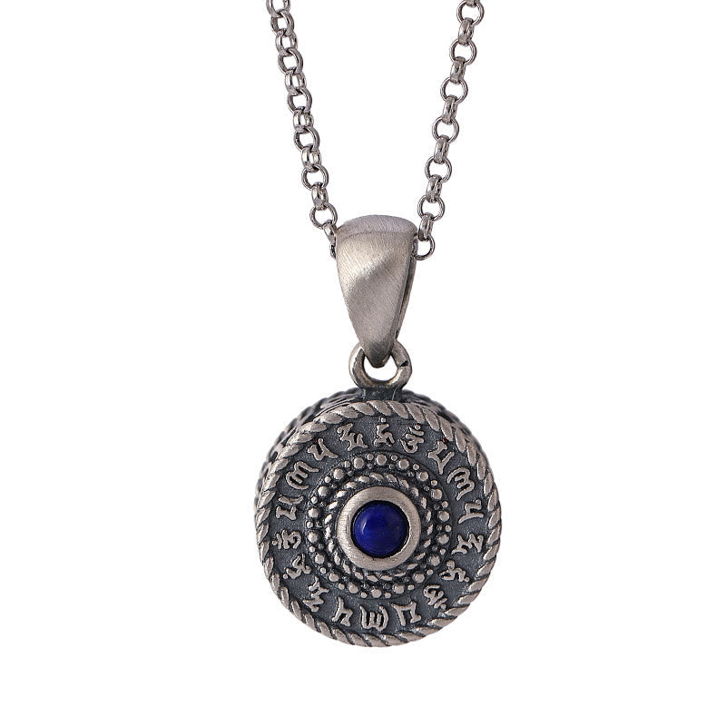Buddha Stones 925 Sterling Silver Om Mani Padme Hum Lazurite Love Peace Necklace Pendant - image 7