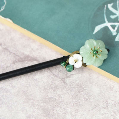 Buddha Stones Green Aventurine Flower Agate Positivity Hairpin Decoration Hairpin BS 4