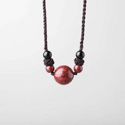 Buddha Stones Natural Cinnabar Stones Bead Blessing Necklace Pendant Necklaces & Pendants BS 2