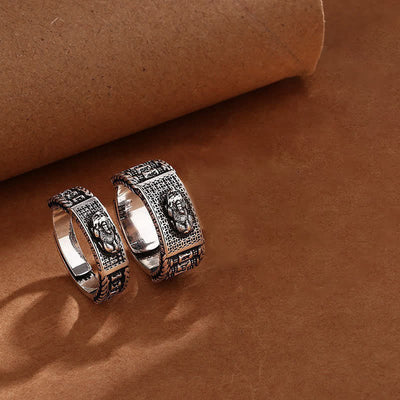 Buddha Stones Lucky FengShui PiXiu Wealth Prayer Wheels Couple Ring - image 7