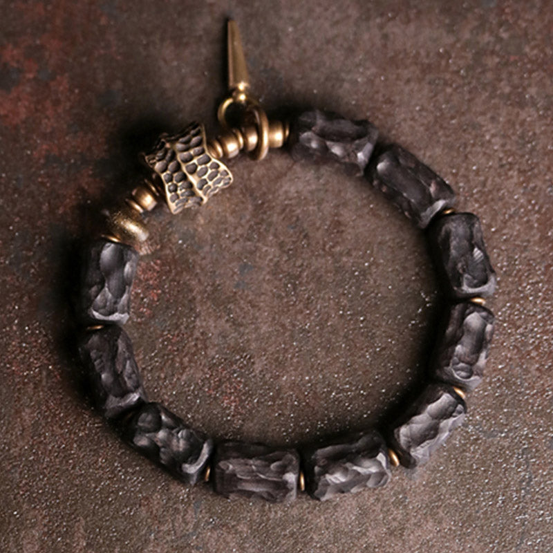 Buddha Stones Ebony Wood Copper Balance Protection Couple Bracelet Bracelet BS 4