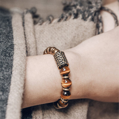 Buddha Stones Tiger Eye Stone Copper Protection Bracelet Bracelet BS 7
