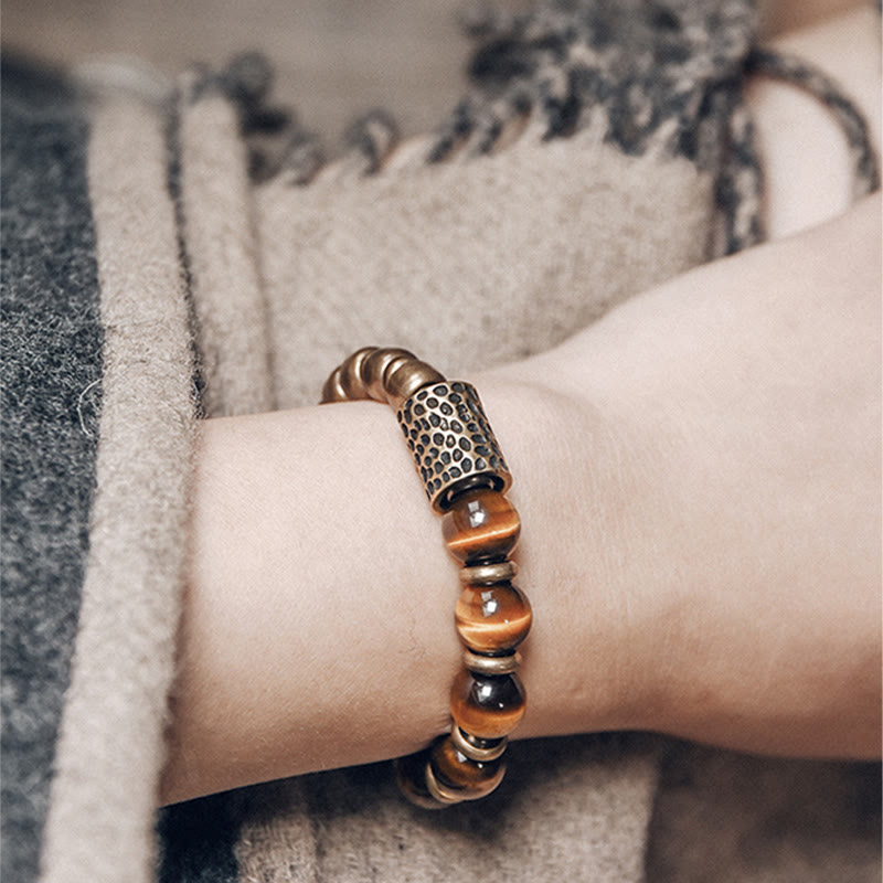 Buddha Stones Tiger Eye Stone Copper Protection Bracelet Bracelet BS 7