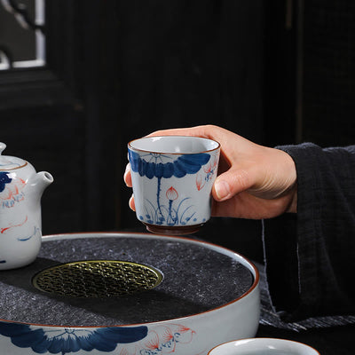 Buddha Stones Lotus Flower Leaf Bamboo Ceramic Teacup Kung Fu Tea Cups Cup BS 1
