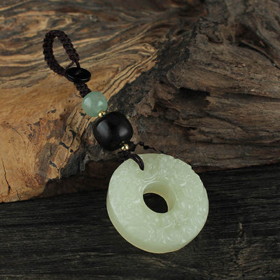 Buddha Stones PiXiu Jade Peace Buckle Abundance Wealth Key Chain Key Chain BS 4