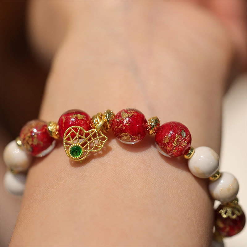 Buddha Stones Gourd God Of Wealth Charm Fortune Liuli Glass Bead Incense Ash Porcelain Bead Bracelet Bracelet BS 2