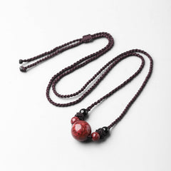 Buddha Stones Natural Cinnabar Stones Bead Blessing Necklace Pendant Necklaces & Pendants BS 14mm