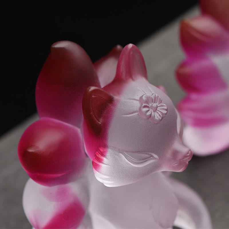 Buddha Stones Small Nine Tailed Fox Success Strength Home Figurine Decoration Decorations BS 6
