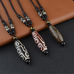 Buddha Stones Nine-Eye Dzi Bead Wealth Protection Necklace Necklaces & Pendants BS main