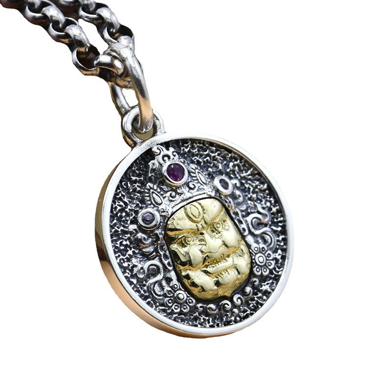 Foviel 925 Sterling Silber Zakiram Göttin des Reichtums Dorje Vajra spirituelle Halskette Anhänger