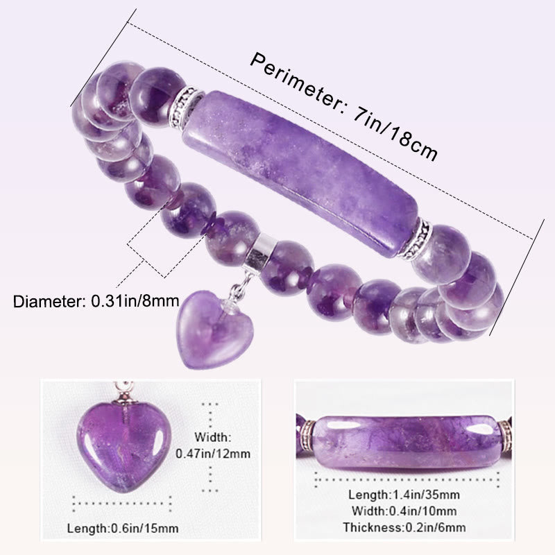 Foviel Natural Quartz Love Heart Healing Beads Bracelet