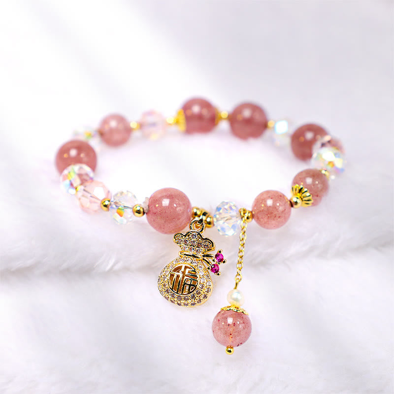 Buddha Stones "Wishing Love and Sweet Blessings"Strawberry Quartz Bracelet Includes Gift Message Card - image 13