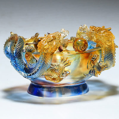 Buddha Stones Feng Shui Chinese Zodiac Dragon Handmade Liuli Crystal Art Piece Protection Home Office Decoration Decorations BS 3