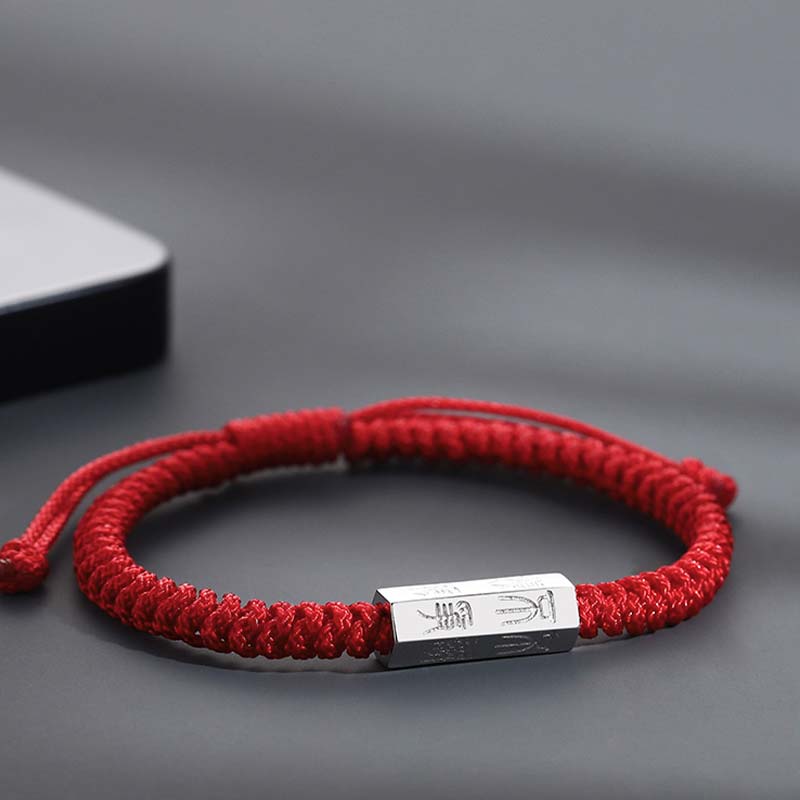 Foviel 925 Sterling Silver Letter Engraving Blessing String Bracelet