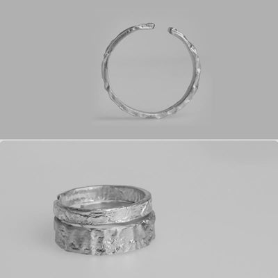 Foviel 925 Sterling Silber Einfaches Design Segen Paar Ring