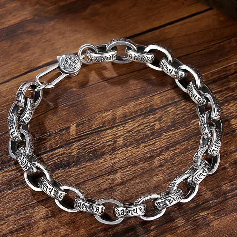 Foviel 925 Sterling Silver Om Mani Padme Hum Engraved Peace Bracelet Bangle