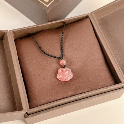 Buddha Stones Strawberry Quartz Lovely Cat Paw Claw Healing Necklace Pendant Necklaces & Pendants BS 8