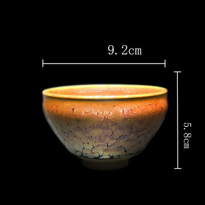 Buddha Stones Gold Spot Pattern Chinese Jianzhan Ceramic Teacup Kung Fu Tea Cup Bowl With Gift Box Jian Zhan Tea Cup BS 3