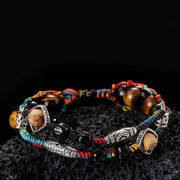 Bracelet artisanal Foviel en argent sterling 925, œil de tigre et graines de bodhi, symbole de courage