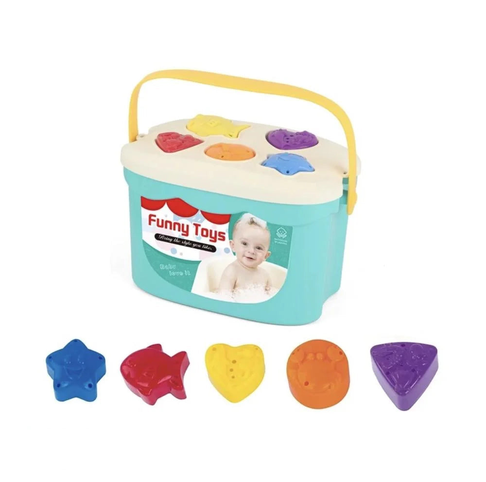 Fidtoy 2in1 Silicon Shape Sort and Stacking Bath Toy, Plastic Baby Bath Shape Sorting and Stacking Toy, Fine Motor Color Learning Toy Ages 6+ Months