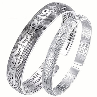 Buddhastoneshop Tibetan Sanskrit White Copper Meditation Prayer Bracelet Bangle