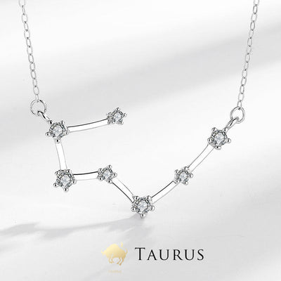Collar Foviel de plata de ley 925 con las 12 constelaciones del zodiaco