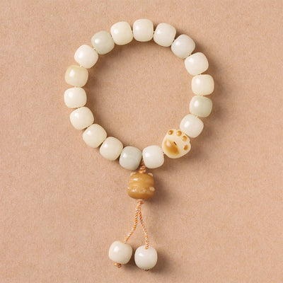 Buddha Stones Lucky Cat Bodhi Seed Cat Paw Peace Bracelet Bracelet BS Bodhi Seed Yellow Cat