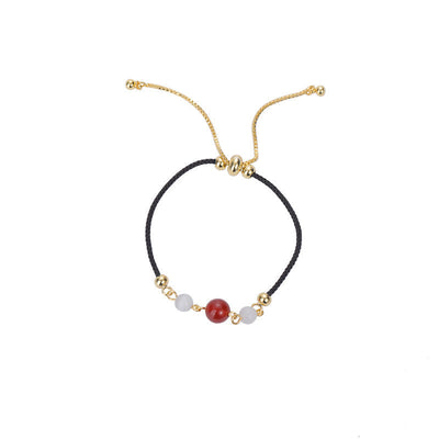 Buddha Stones Red Agate Cat Eye Braided String Confidence Bracelet Bracelet BS 7