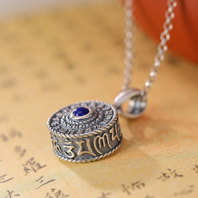 Buddha Stones 925 Sterling Silver Om Mani Padme Hum Lazurite Love Peace Necklace Pendant - image 3
