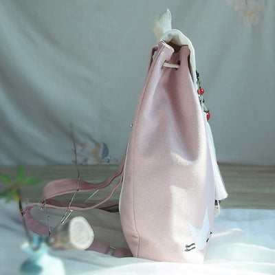 Buddha Stones Handmade Embroidered Large Capacity Canvas Backpack Backpack BS 33