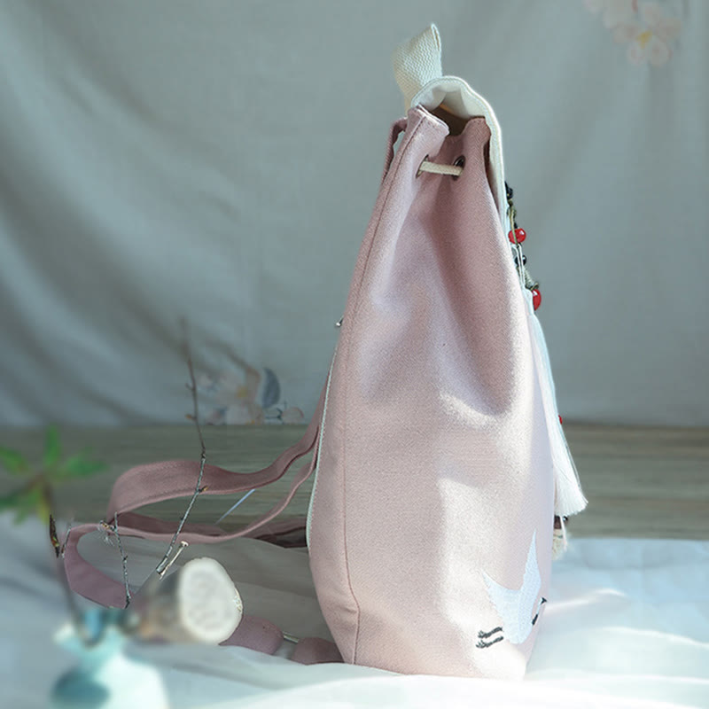 Buddha Stones Handmade Embroidered Large Capacity Canvas Backpack Backpack BS 33