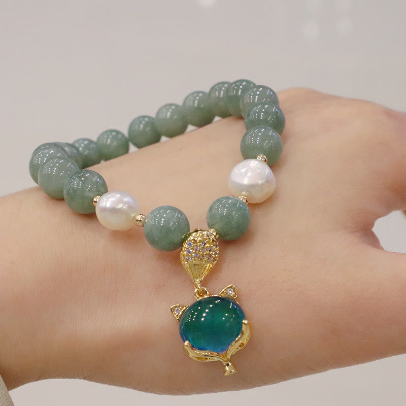 Buddha Stones Jade Pearl Color-Changing Fox Charm Luck Bracelet Bracelet BS 1