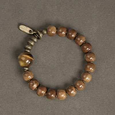 Buddha Stones Kuka Seed Tiger Eye Gold Sheen Obsidian Copper Wealth Luck Bracelet Bracelet BS 2