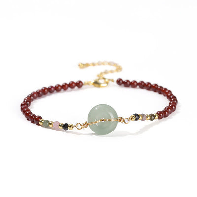 Buddha Stones Natural Garnet Peace Buckle Bead Calm Bracelet Bracelet BS 10