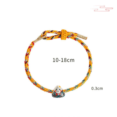 Buddha Stones 925 Sterling Silver Dragon Boat Festival Zongzi Pattern Luck Handmade Multicolored Rope Child Adult Bracelet Bracelet BS 12