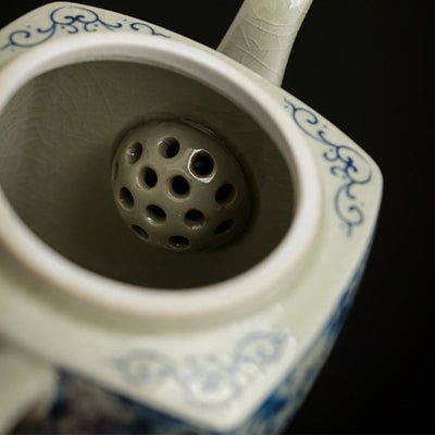 Buddha Stones Blue and White Porcelain Chinese Gongfu Tea Ceramic Kung Fu Teapot Cup Tea Filter Canister Teapot BS 9